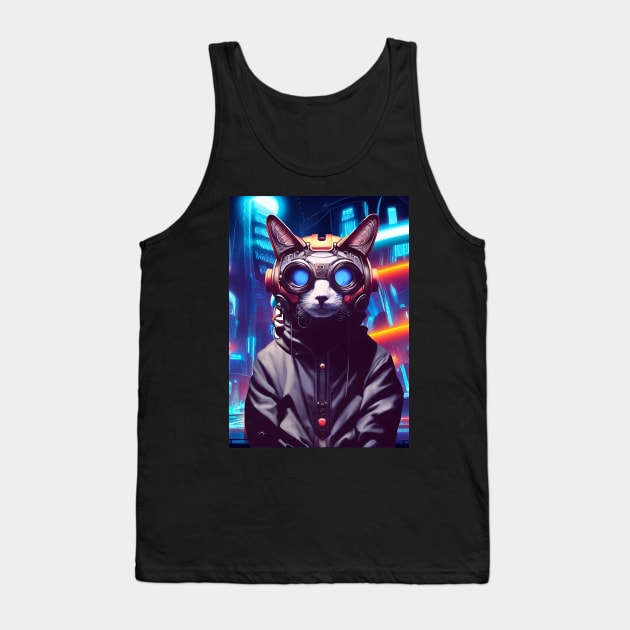 Cool Japanese Techno Cat In Japan Neon City Tank Top by star trek fanart and more